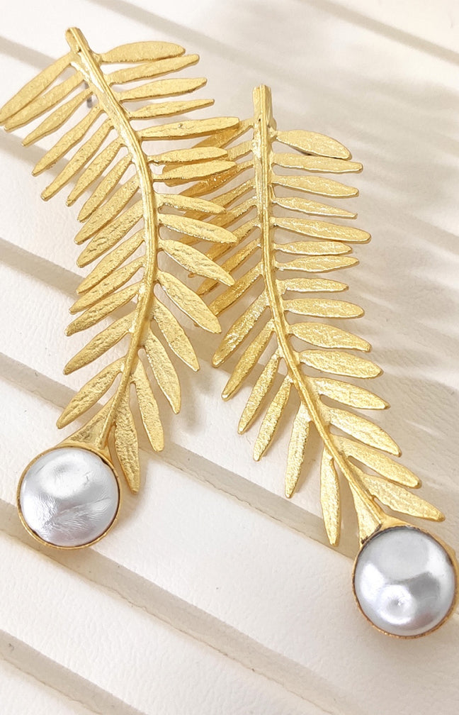 Boucles d'oreilles - Laiton plaqué or & perles