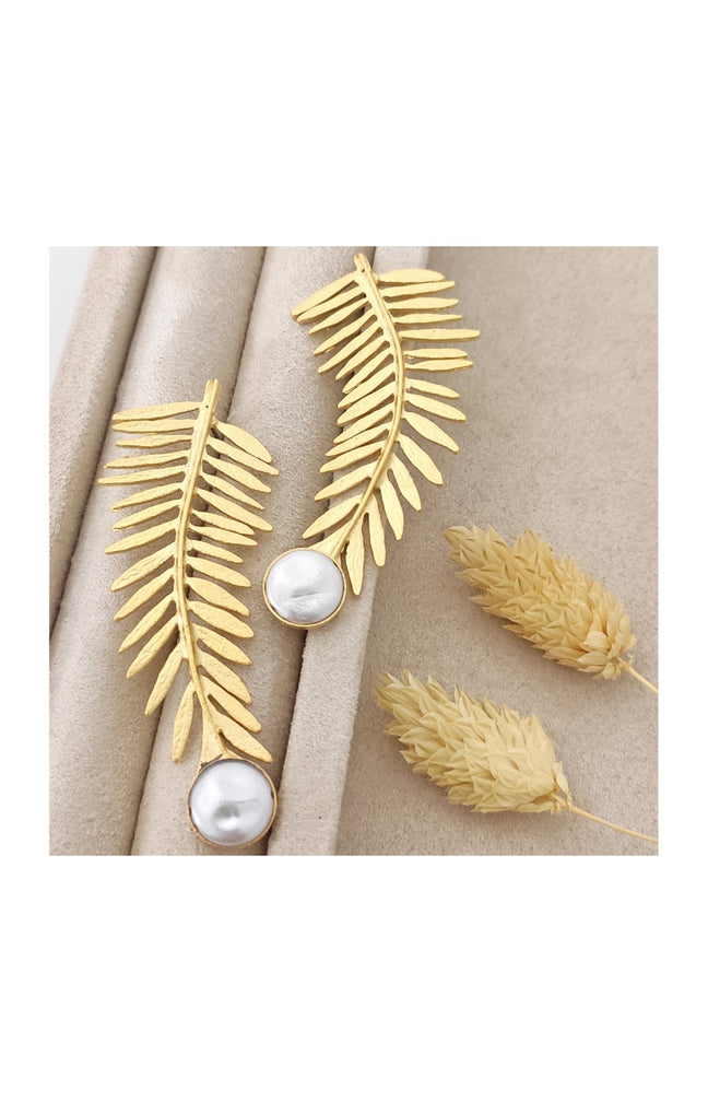 Boucles d'oreilles - Laiton plaqué or & perles