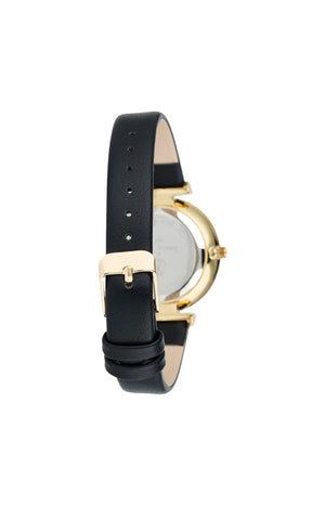 Montre à quartz - Cuir noir & alliage