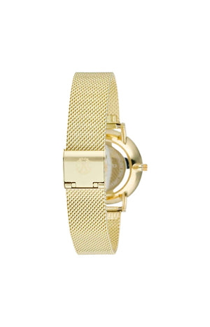 Montre à quartz en acier inoxydable - Doré & fleurs