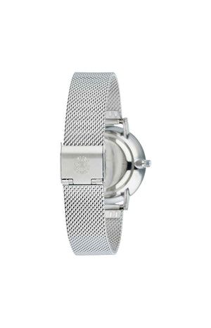 Montre à quartz en acier inoxydable - Argenté & fleurs
