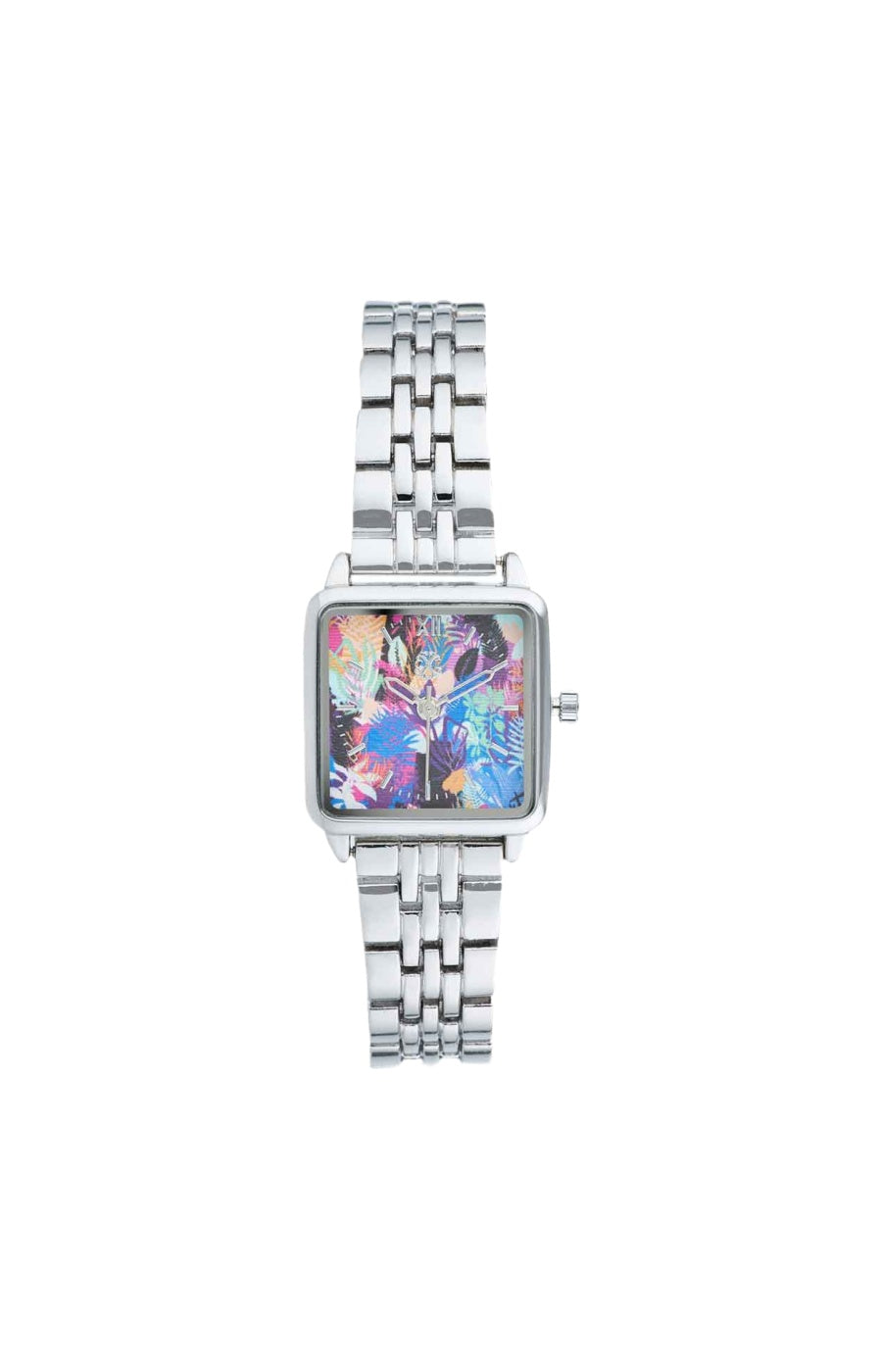 Montre à quartz en acier inoxydable - Argenté & fleurs
