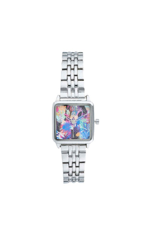 Montre à quartz en acier inoxydable - Argenté & fleurs