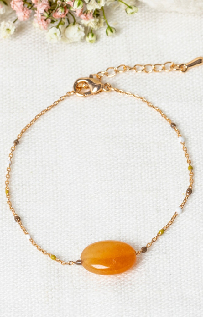 Bracelet Tawi - Laiton doré & agate