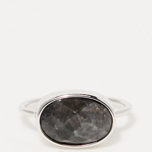 Bague Aléna - Laiton doré & labradorite