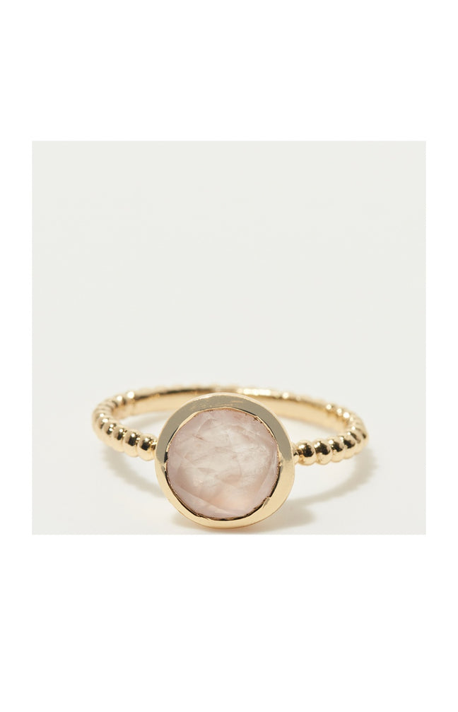 Bague Cassilda - Laiton doré & quartz rose