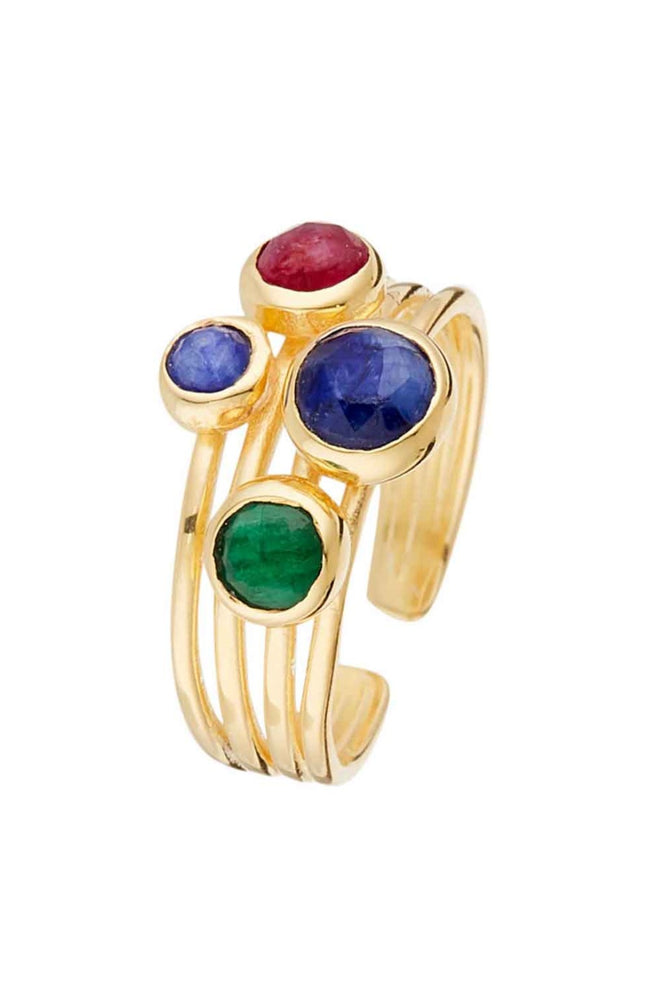 Bague Cyanite - Laiton doré & pierres naturelles