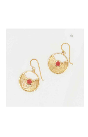 Boucles d'oreilles - Laiton doré & aventurine rouge