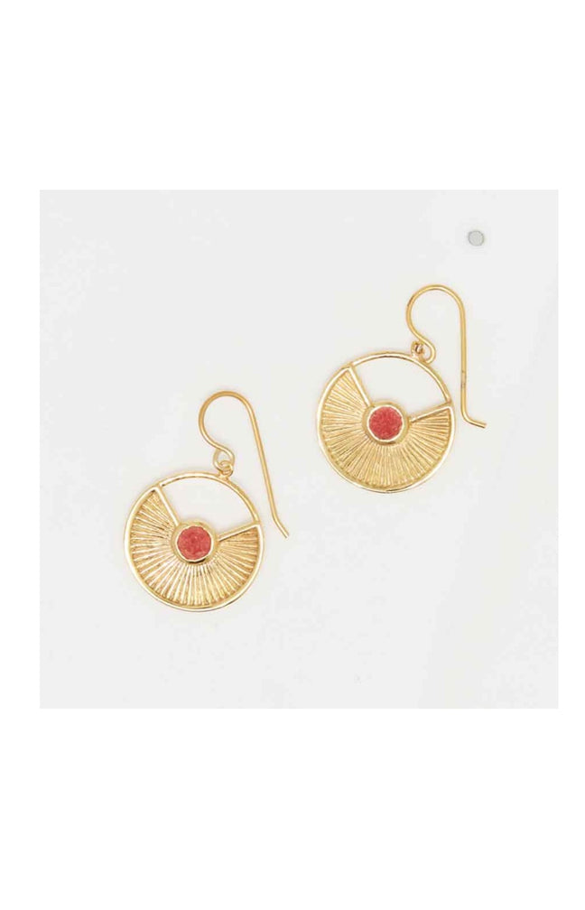 Boucles d'oreilles - Laiton doré & aventurine rouge