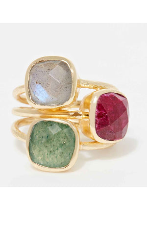 Bague Elsa - Laiton doré & pierres naturelles