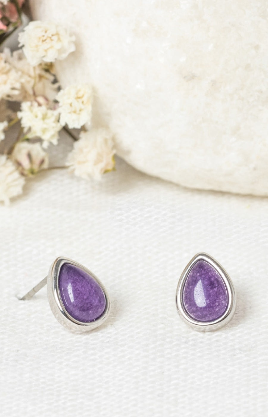 Boucles d'oreilles Lola - Laiton doré & améthyste