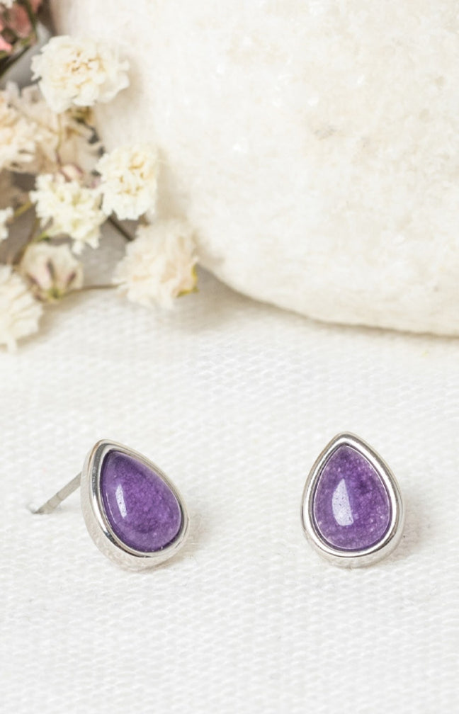 Boucles d'oreilles Lola - Laiton doré & améthyste