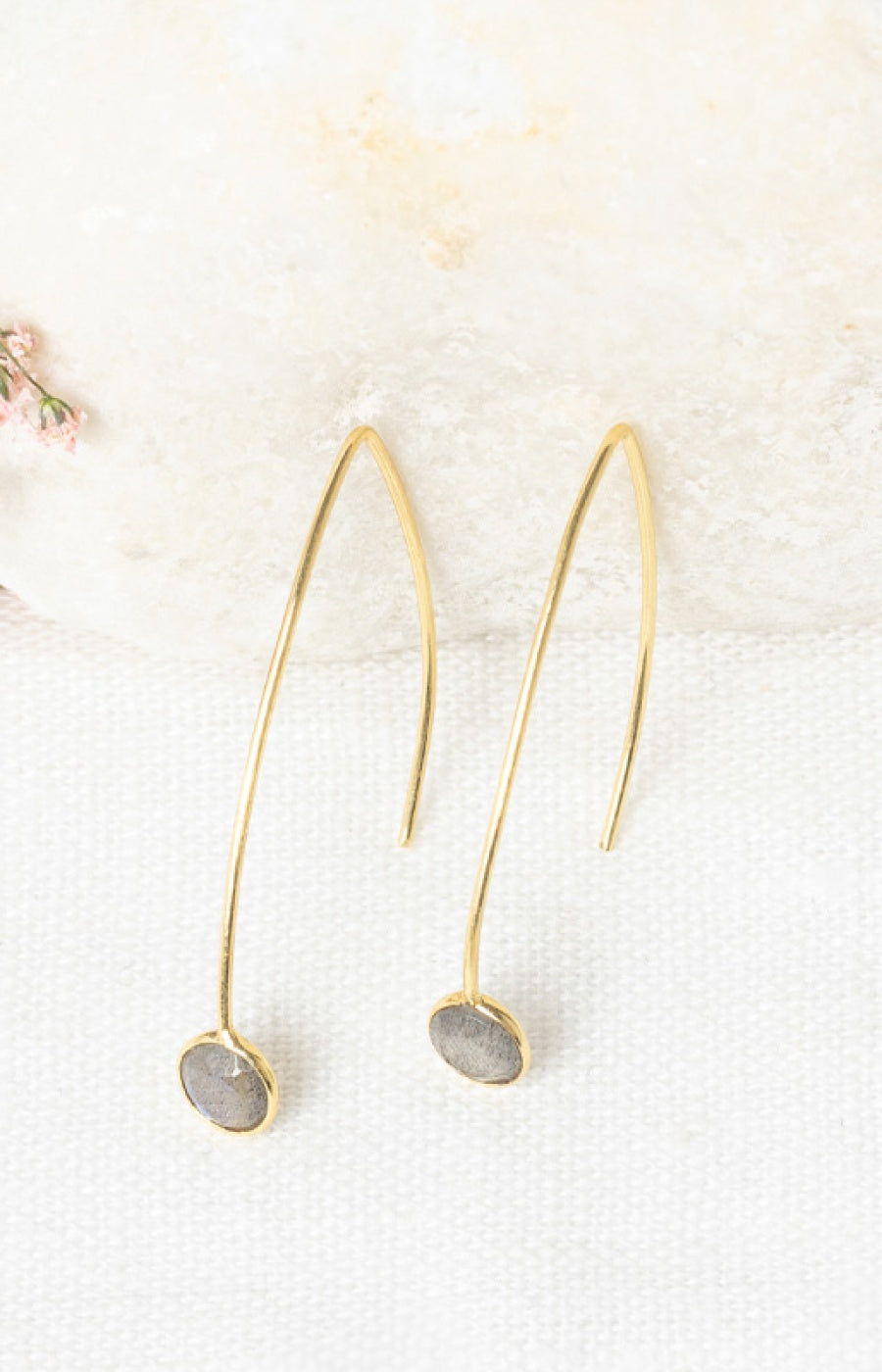 Boucles d'oreilles Jane - Laiton doré & labradorite