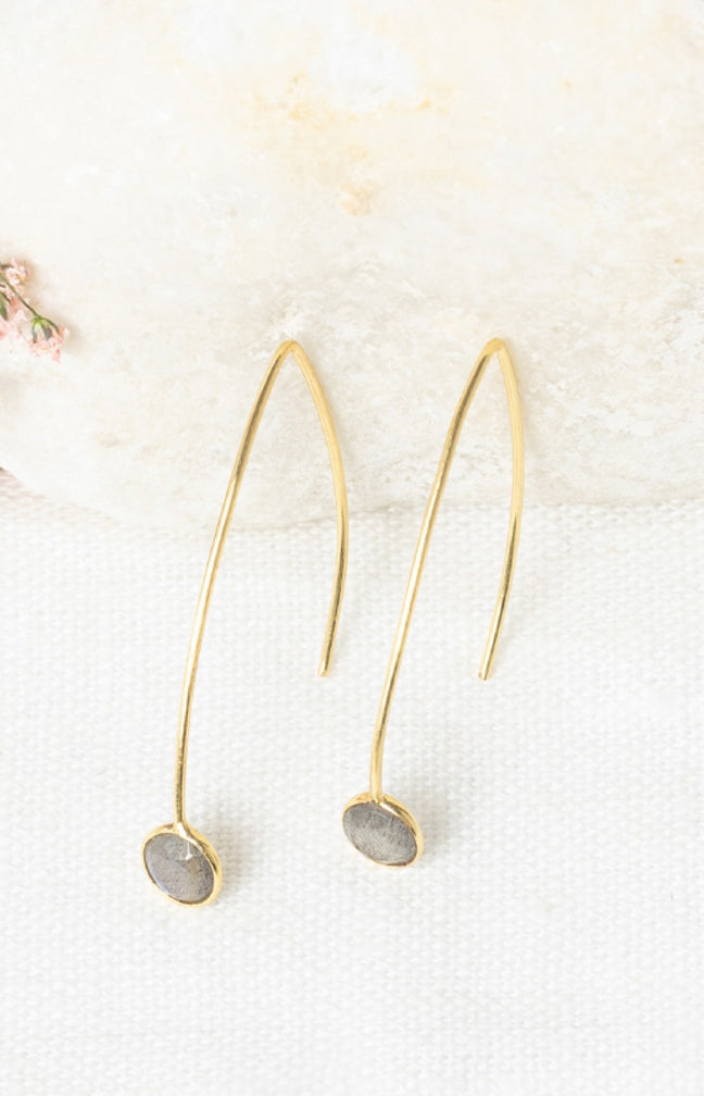 Boucles d'oreilles Jane - Laiton doré & labradorite
