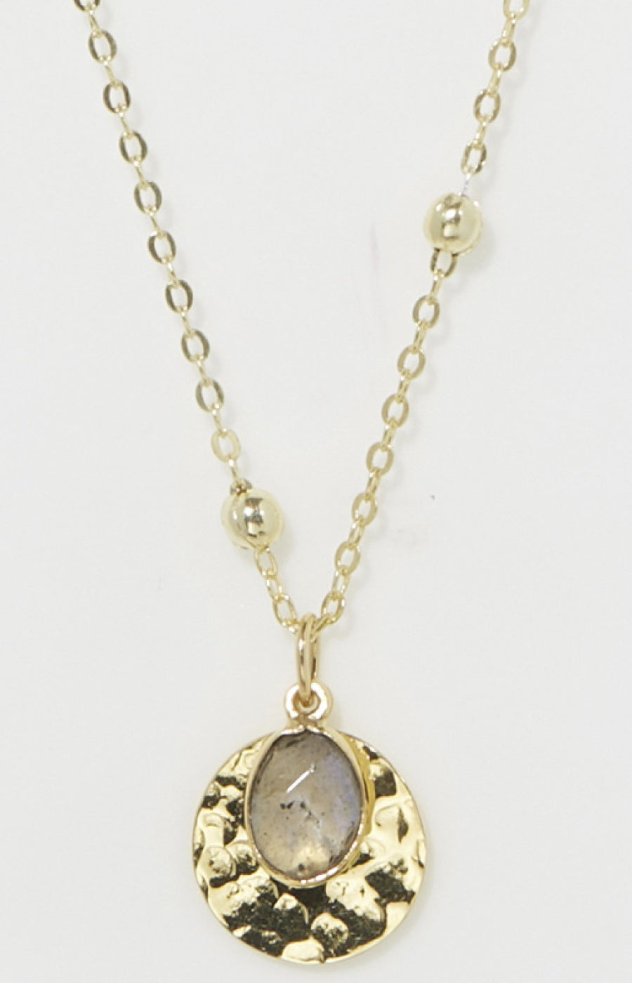 Collier Yu - Laiton doré & labradorite