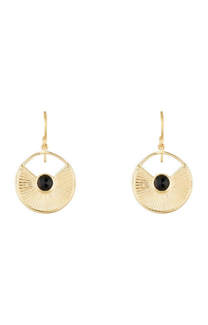 Boucles d'oreilles - Laiton doré & onyx