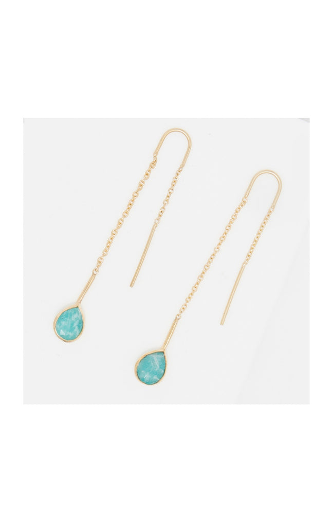 Boucles d'oreilles Joplin - Laiton doré & amazonite