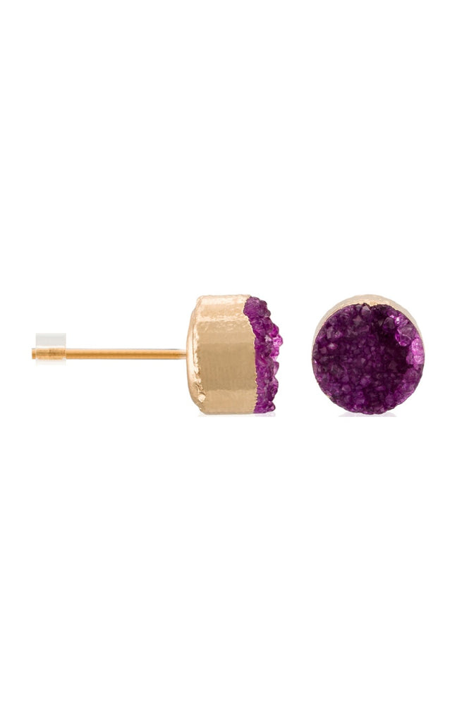 Boucles d'oreilles Noémie - Laiton doré & drusy violet