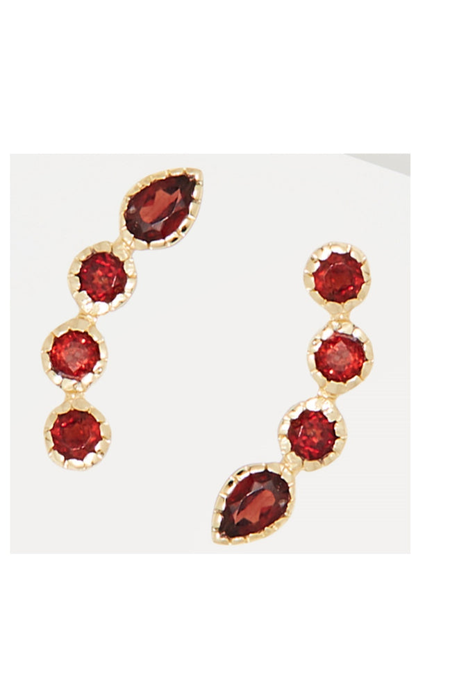Boucles d'oreilles Myro - Laiton doré & grenat