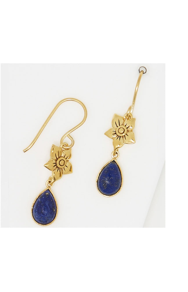 Boucles d'oreilles Louisa - Laiton doré & lapis