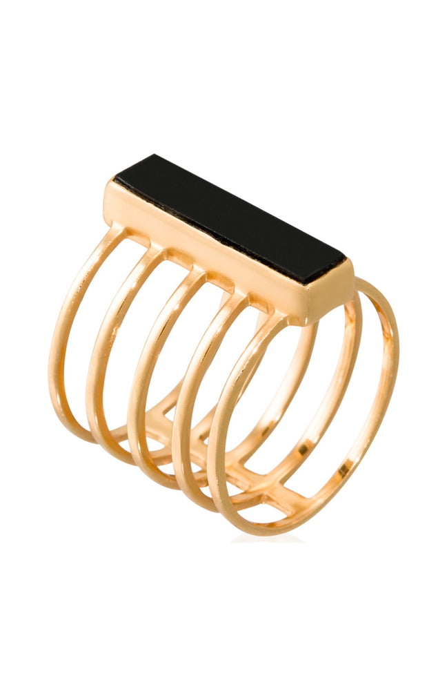 Bague Emma - Laiton doré & onyx