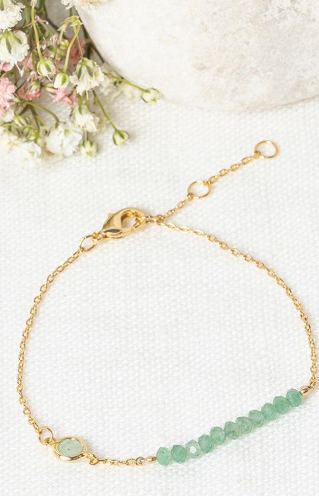 Bracelet Enora - Laiton doré & aventurine verte