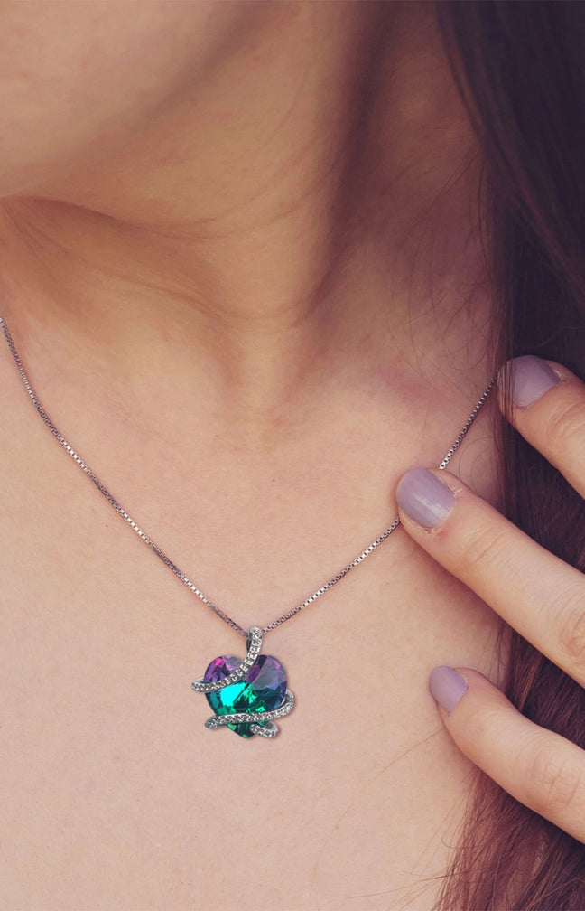 Collier - Laiton & cristaux - Argenté & violet