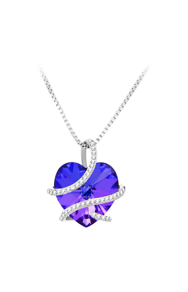 Collier - Laiton & cristaux - Argenté & violet