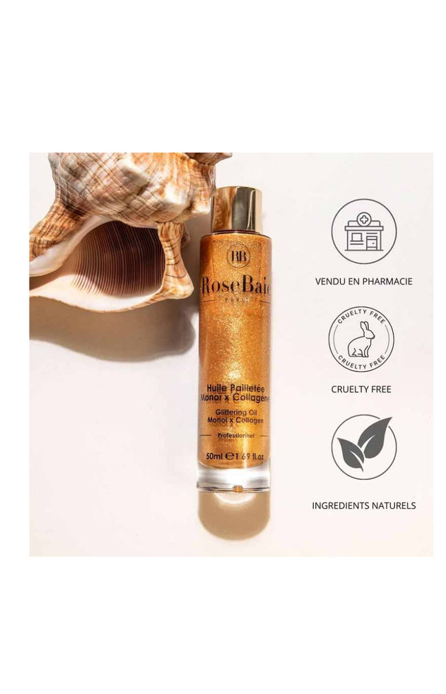 Huile pailletée - Collagène & monoï - Corps & cheveux - 50 ml