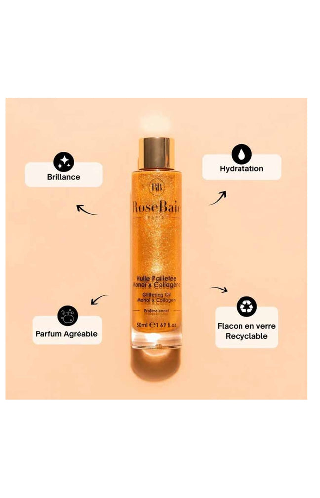 Huile pailletée - Collagène & monoï - Corps & cheveux - 50 ml