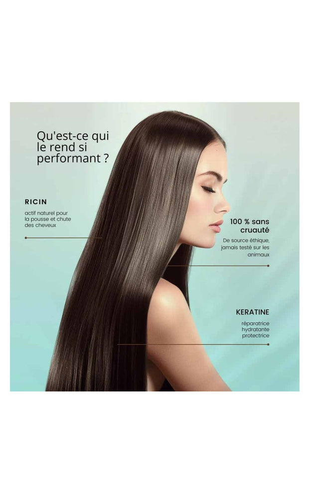 Traitement anti-chute - Kératine & huile de ricin - Cheveux fins, secs ou abîmés - 10 ampoules