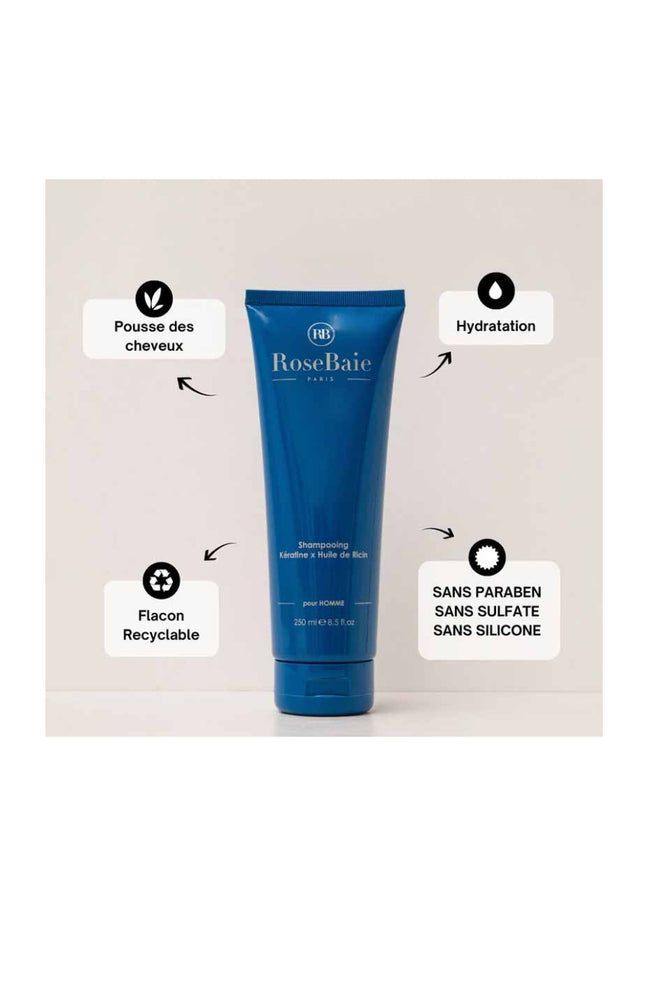 Shampooing & gel douche - Kératine & huile de ricin - Homme - 2 x 250 ml