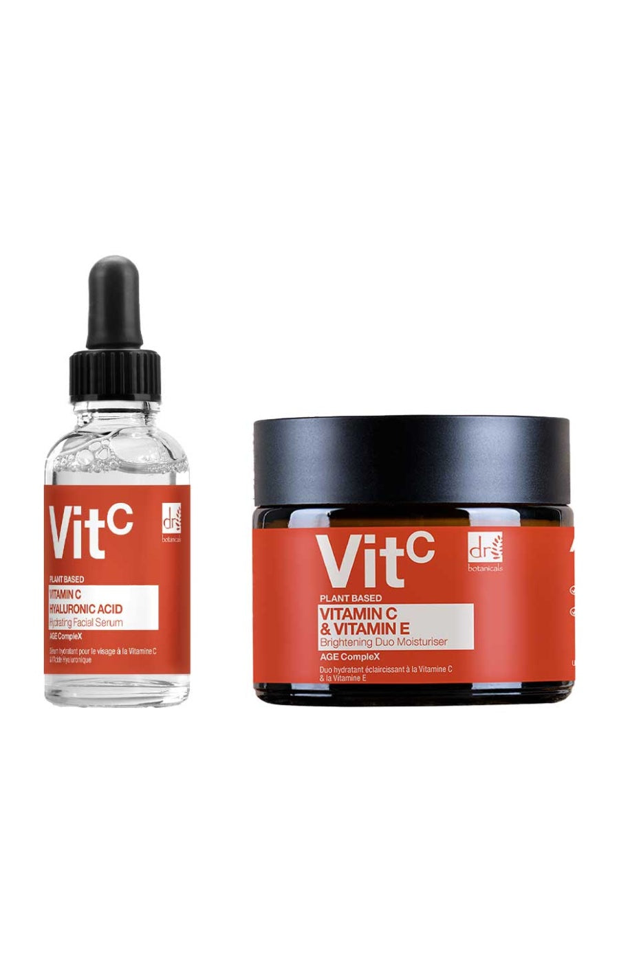 Sérum & Crème hydratante - Vitamine C, Acide hyaluronique & Vitamine E