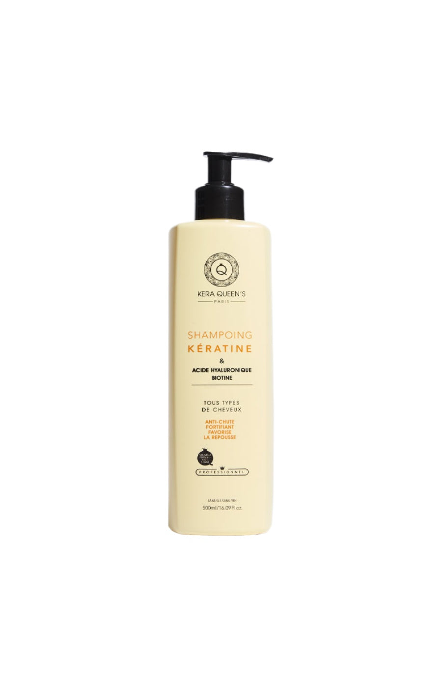 Shampoing nourrissant - Kératine, acide hyaluronique & biotine - Cheveux secs ou cassants- 500 ml