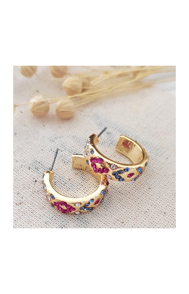 Boucles d'oreilles - Laiton plaqué or & zircons