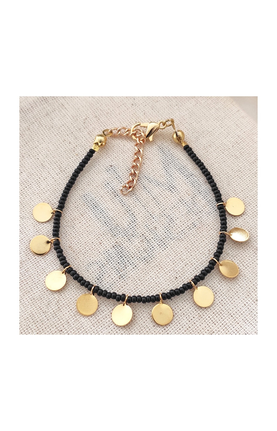 Bracelet pampilles - Laiton plaqué or & perles Miyuki