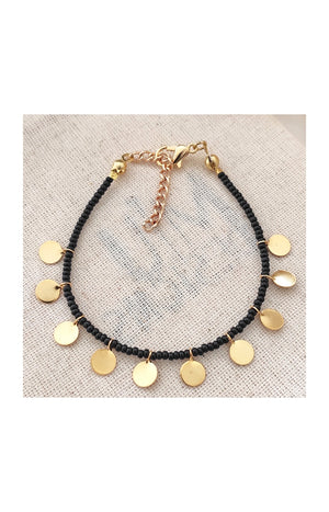 Bracelet pampilles - Laiton plaqué or & perles Miyuki