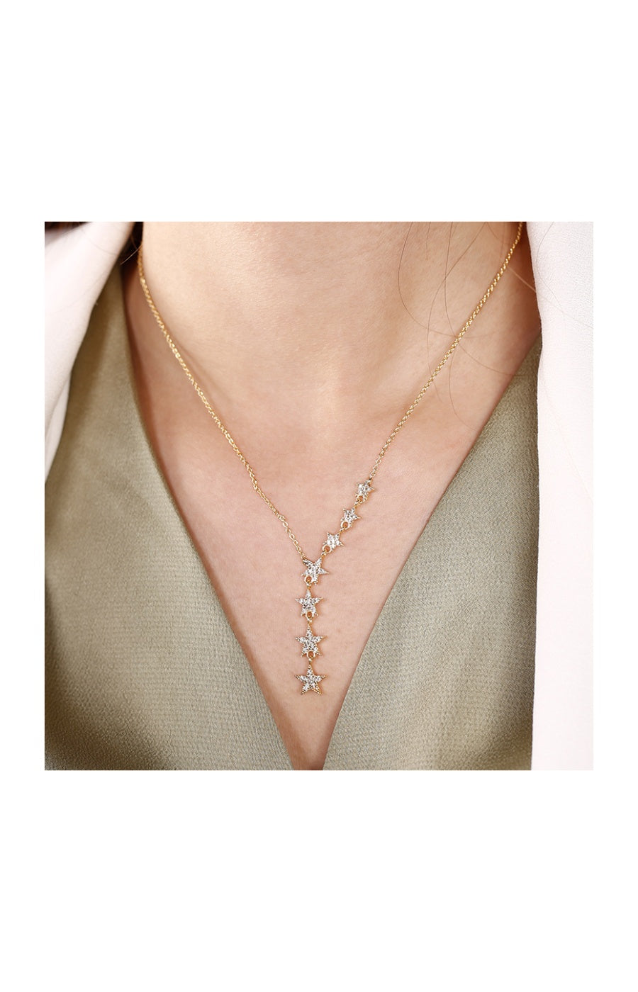 Collier étoile filante - Laiton plaqué or & zircons