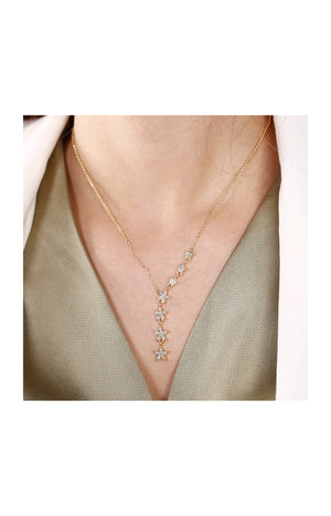 Collier étoile filante - Laiton plaqué or & zircons