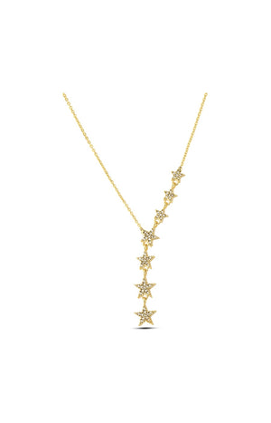Collier étoile filante - Laiton plaqué or & zircons