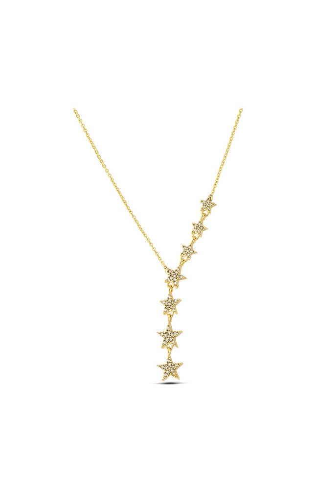 Collier étoile filante - Laiton plaqué or & zircons