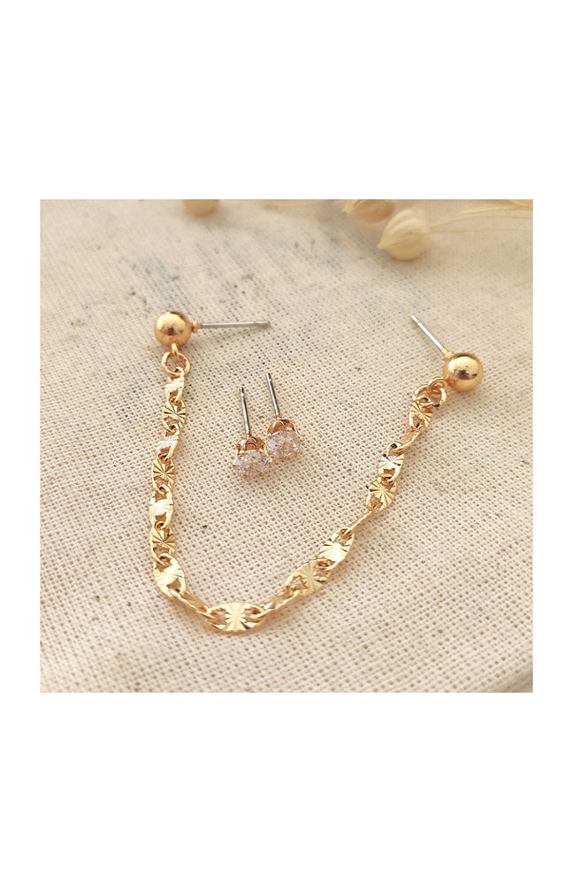 Boucles d'oreilles - Laiton plaqué or & zircons
