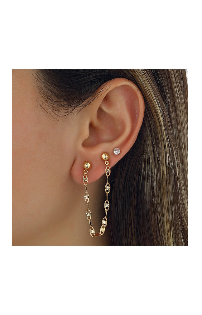Boucles d'oreilles - Laiton plaqué or & zircons