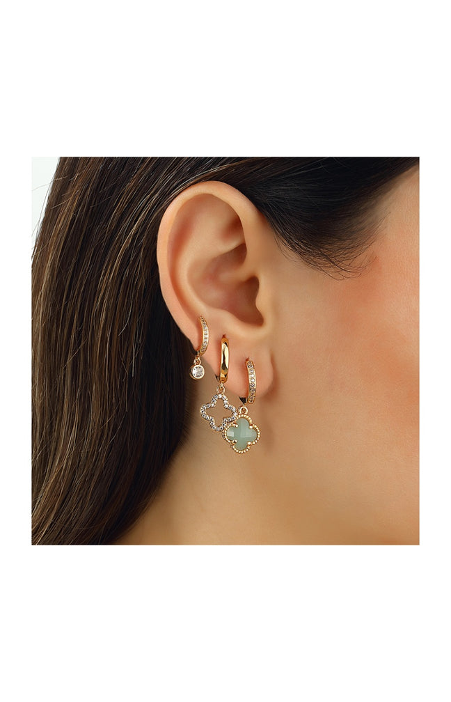 Trio de boucles d'oreilles - Laiton plaqué or & zircons