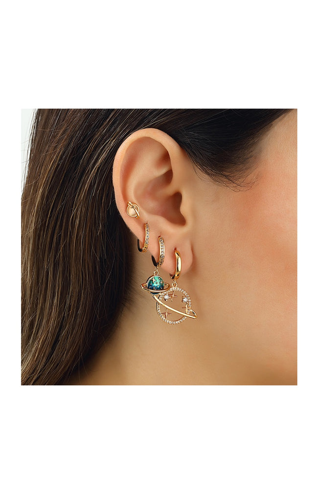 Trio de boucles d'oreilles - Laiton plaqué or & zircons