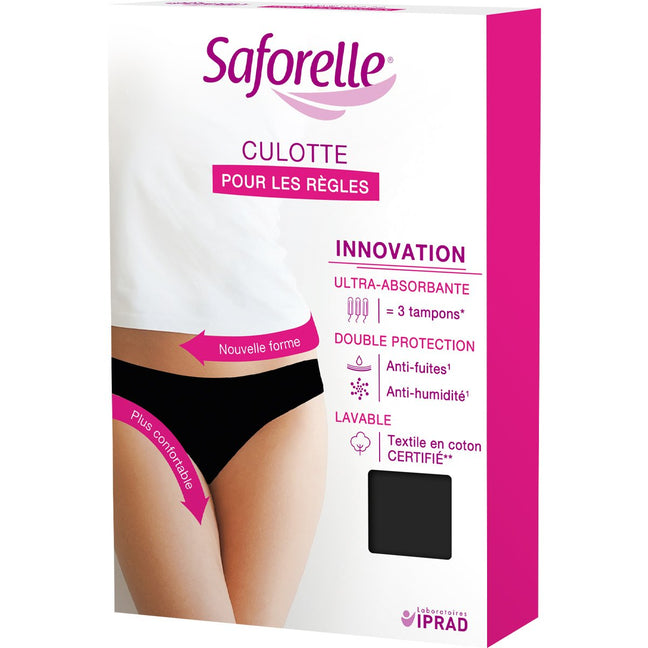 Culotte menstruelle - Flux moyens - Noire  - Noir