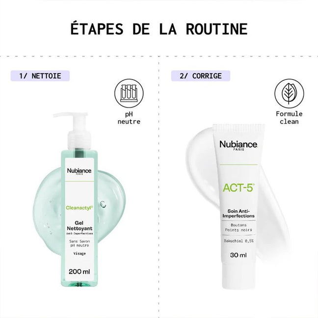 Gel nettoyant & soin anti-imperfections - Peaux grasses & acnéiques - 2 produits
