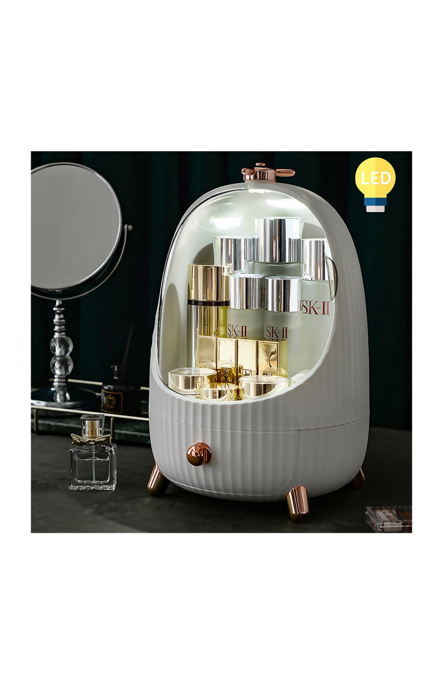 Rangement maquillage avec lumière