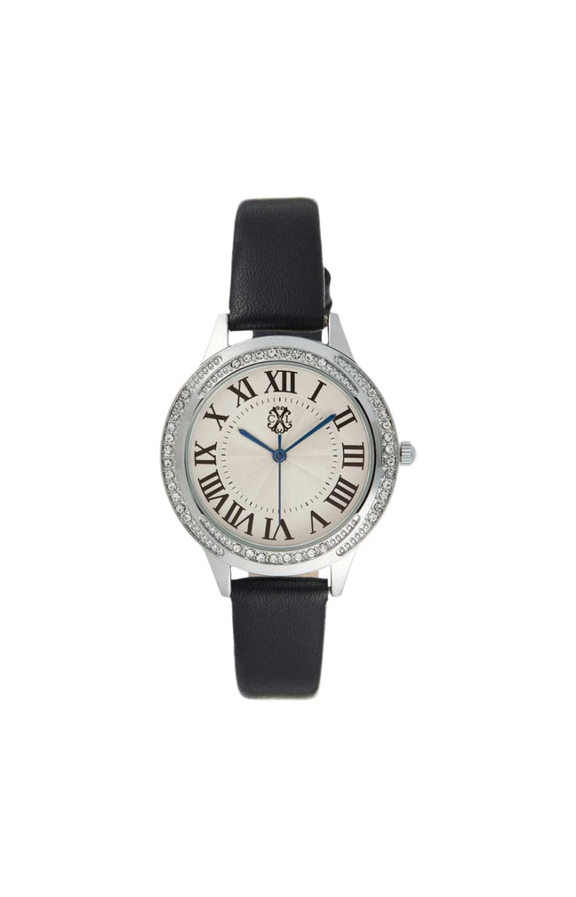 Montre à quartz - Cuir noir & acier
