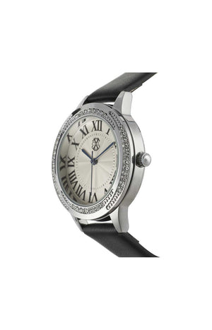 Montre à quartz - Cuir noir & acier